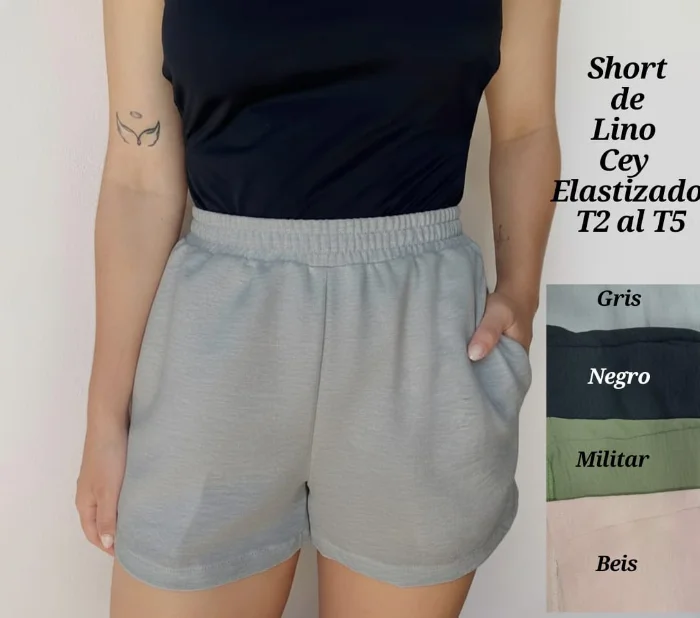 Short de Lino Cey Elastizado