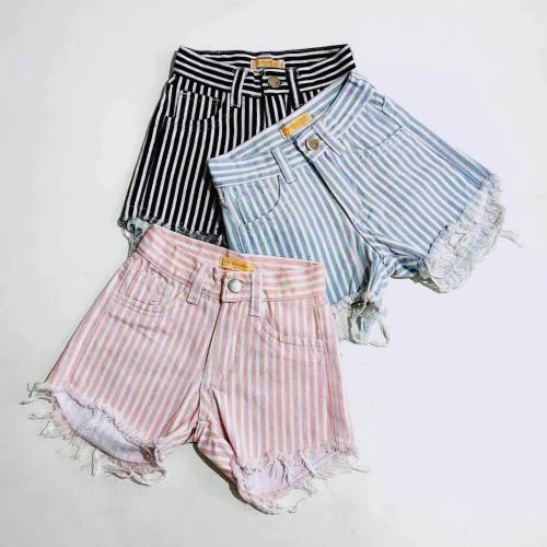 Shorts de Gabardina con Flecos