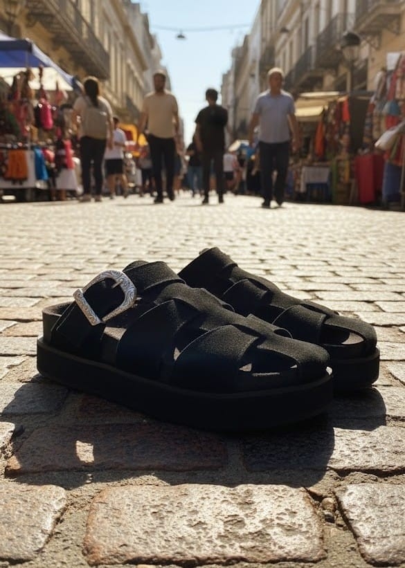Sandalias Bruni Gamuza 100% Cuero - Imagen 2