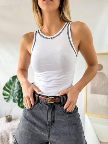 Musculosa Algodón Laycra Bordado