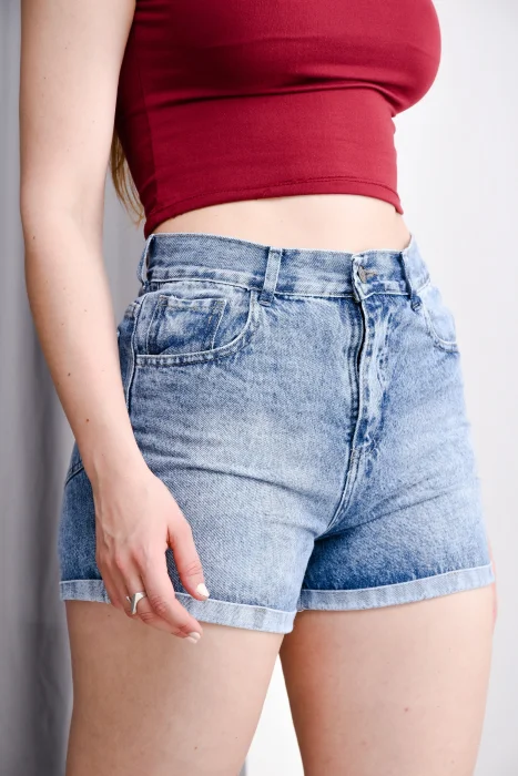 Short Azul Nevado Tiro Alto