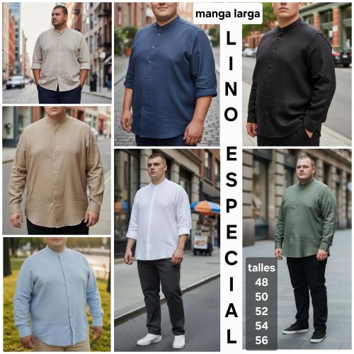Camisa de Lino Talles Especiales  Manga Larga
