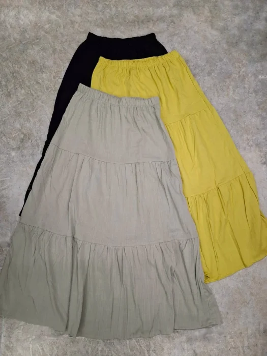 Falda Pollera de Lino Larga