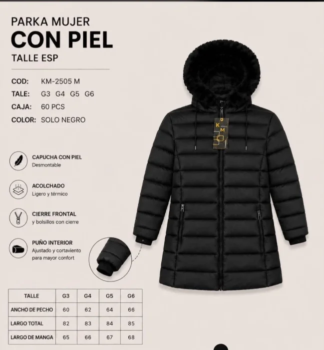 Camperón Dama con Piel Talle Especial