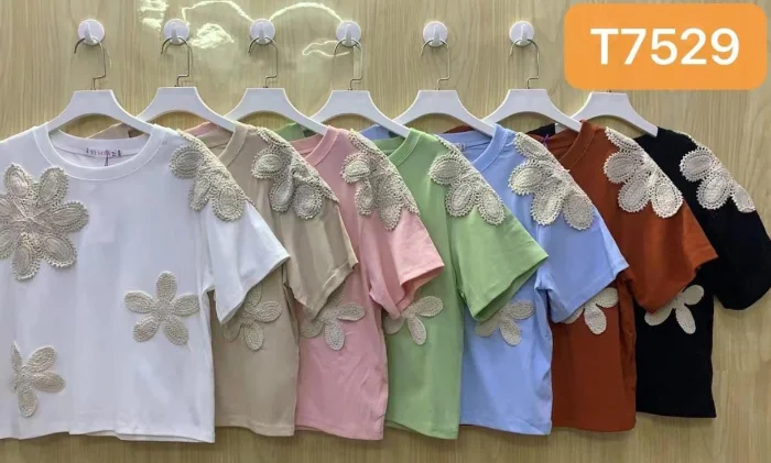 Remera de Algodón con Tejido