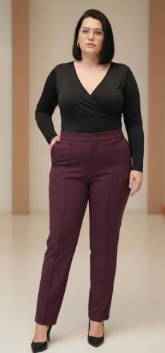 Pantalón Sastrero con Alforza Línea en el Medio Tela Elastizada  Recto - Miniatura 3