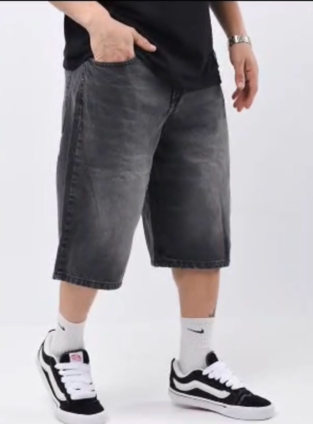 Bermudas Baggy Gris Lisa - Imagen 2