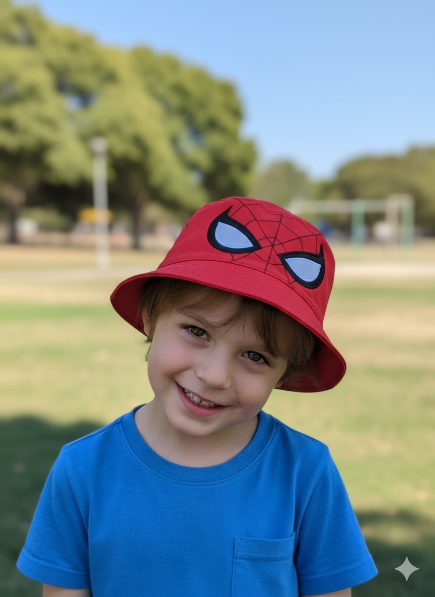 Piluso Gorro de Hombre Araña Bordado de Gabardina hasta 6años, Verano - Imagen 2
