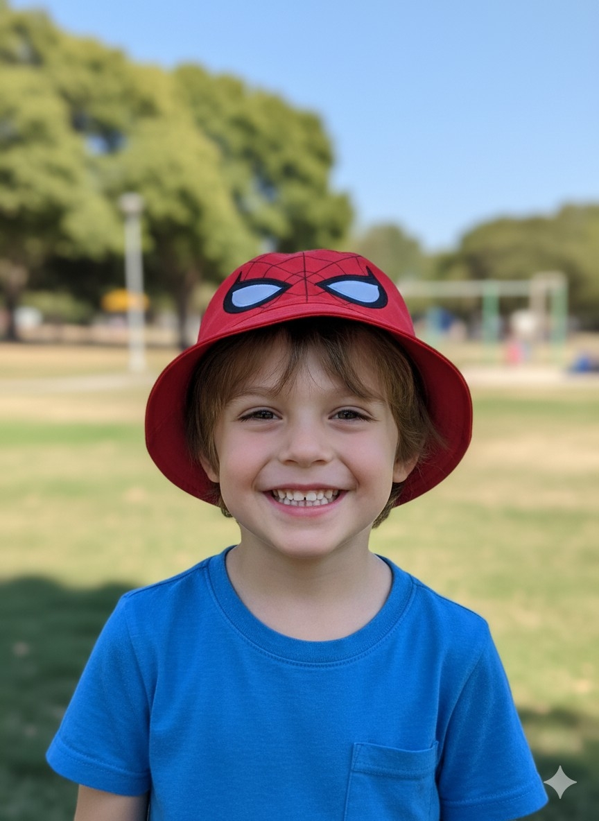 Piluso Gorro de Hombre Araña Bordado de Gabardina hasta 6años, Verano - Imagen 1
