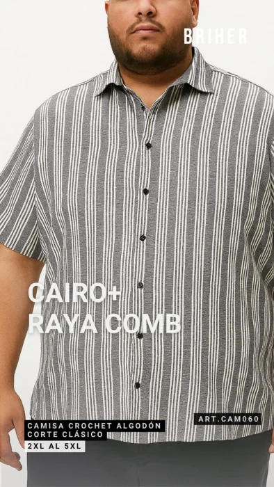 Camisa Cairo+ Crochet Fino a Rayas - Más Colores
