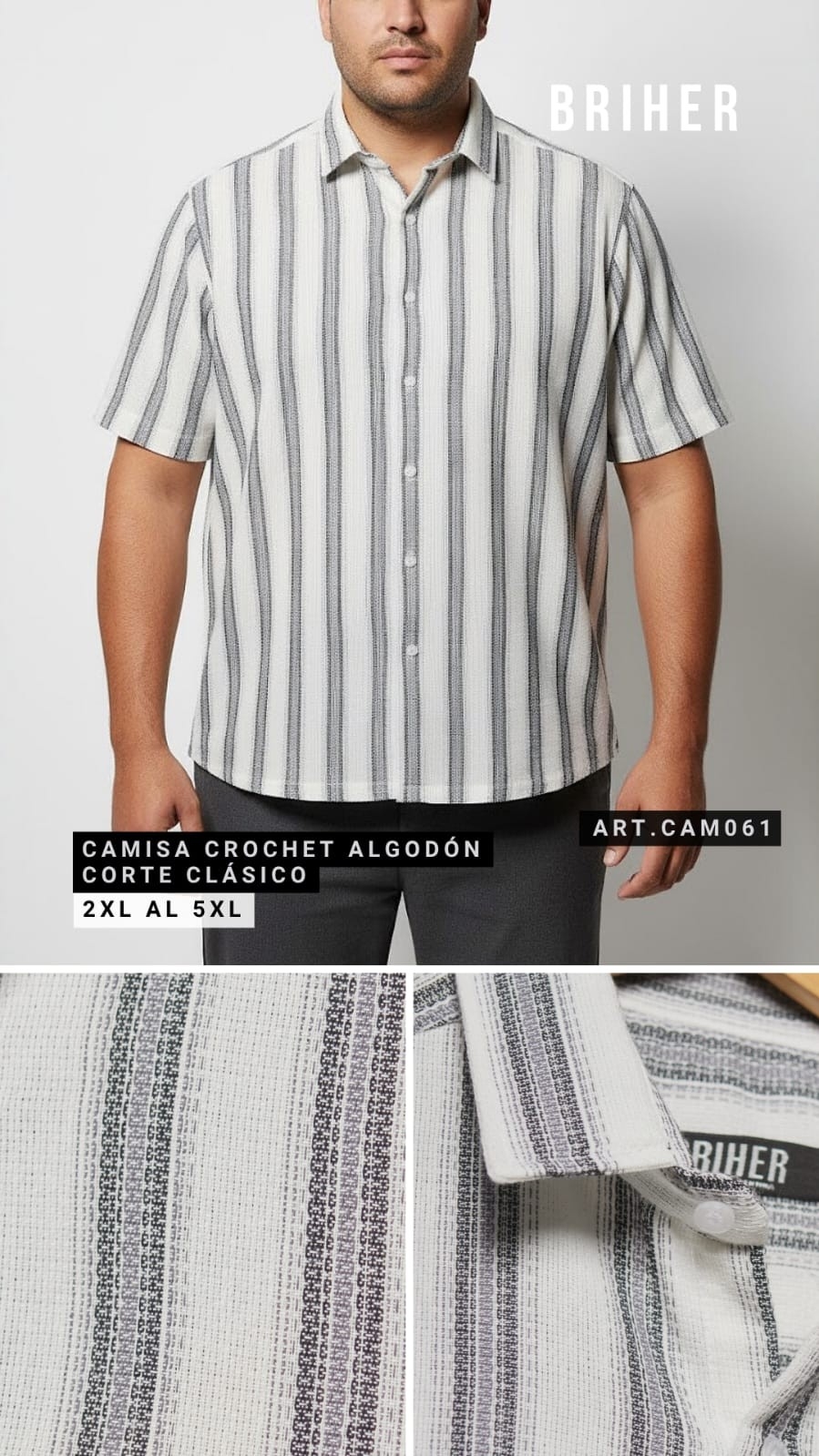 Camisa Cairo+ Crochet Fino a Rayas - Más Colores - Imagen 3