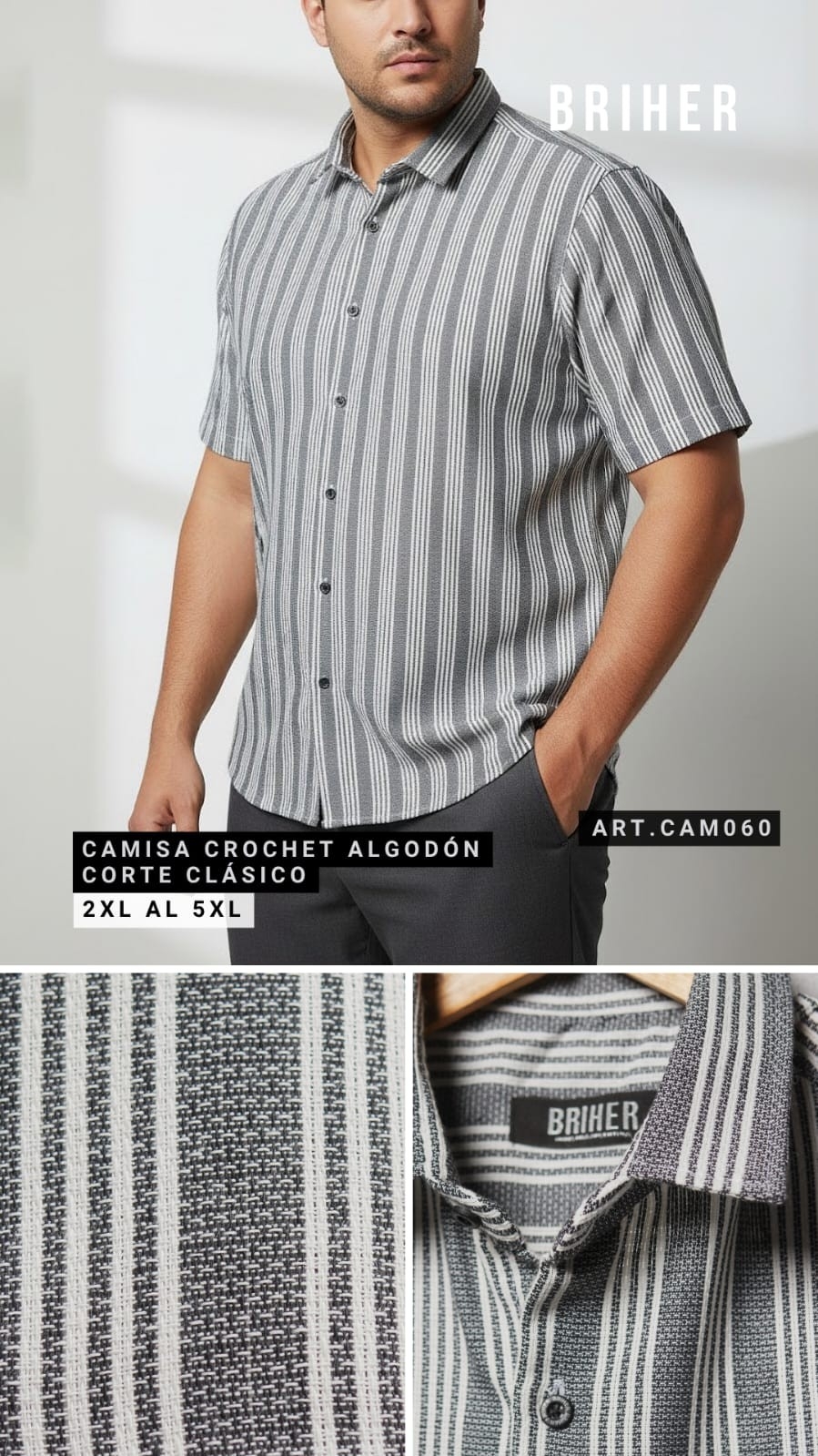 Camisa Cairo+ Crochet Fino a Rayas - Más Colores - Imagen 4