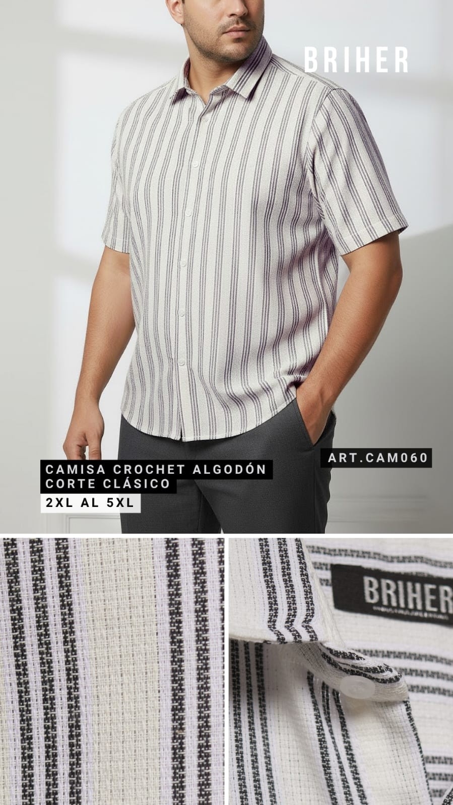 Camisa Cairo+ Crochet Fino a Rayas - Más Colores - Imagen 5