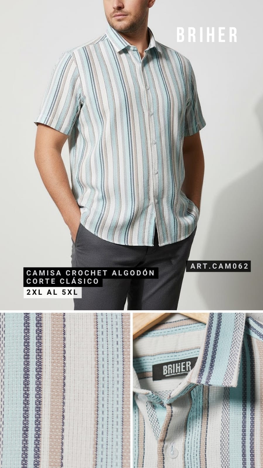 Camisa Cairo+ Crochet Fino a Rayas - Más Colores - Imagen 6