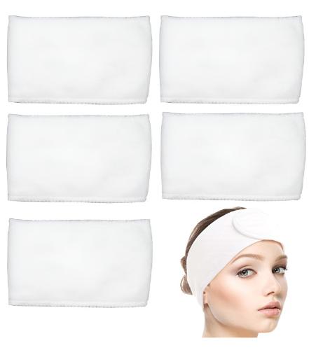 10 Vinchas Blancas de Toalla con Abrojo/velcro Pestañas Cosmetología