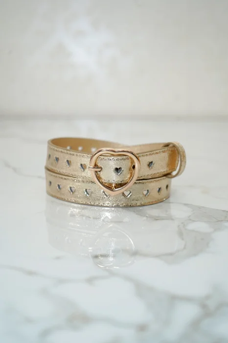 Cinto Corazón Troquelado Dorado Niñas Elegante Moderno Tendencia Actual