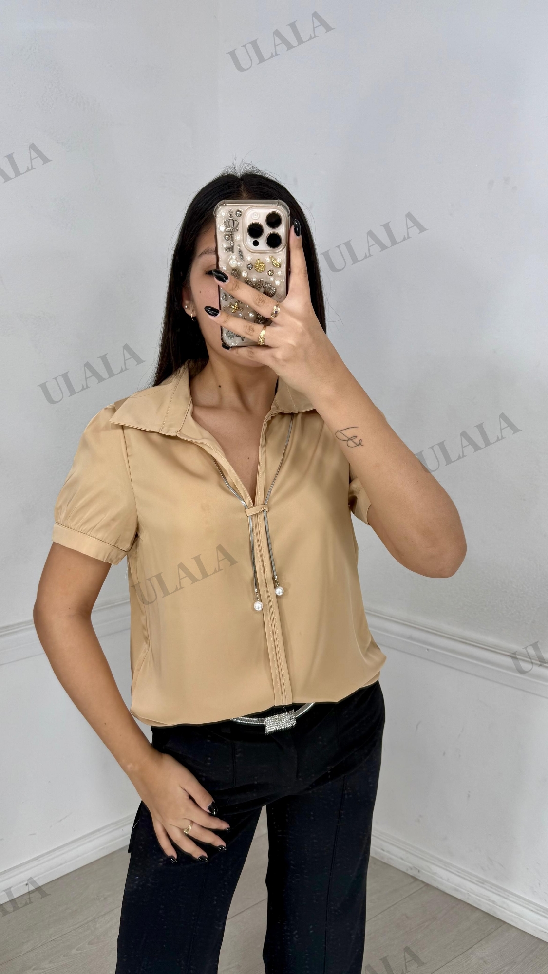 Camisa de Seda/satén Importada - Imagen 2