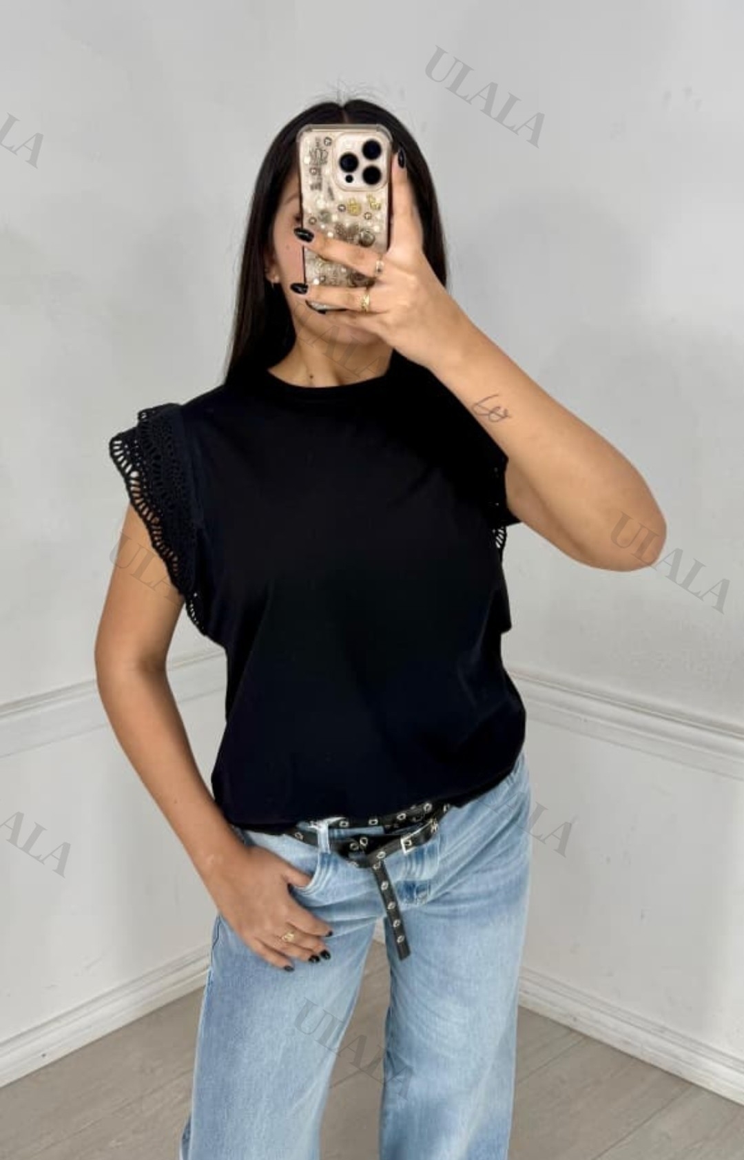 Remera Algodón Spandex con Broderí Importada - Imagen 2
