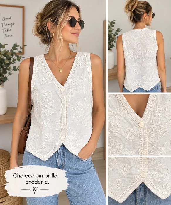 Chaleco Broderi sin Brillo