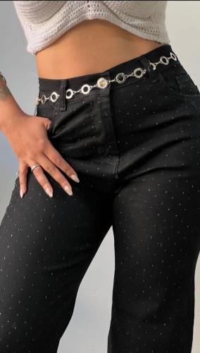 Wide Leg. con Estras Negro - Miniatura 3