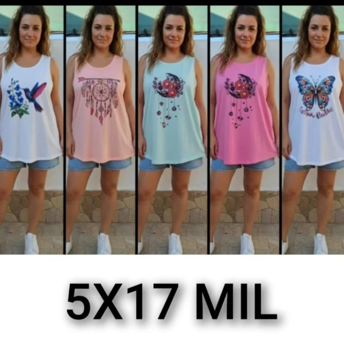 Musculosa Talle Especial con Motivos Grandes