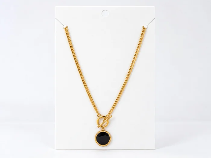 Collar con Dije de Piedra Negro