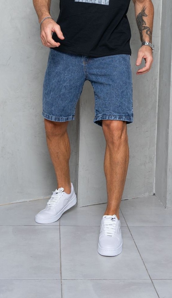 Bermudas Jeans Azul Nevado Liso - Imagen 2