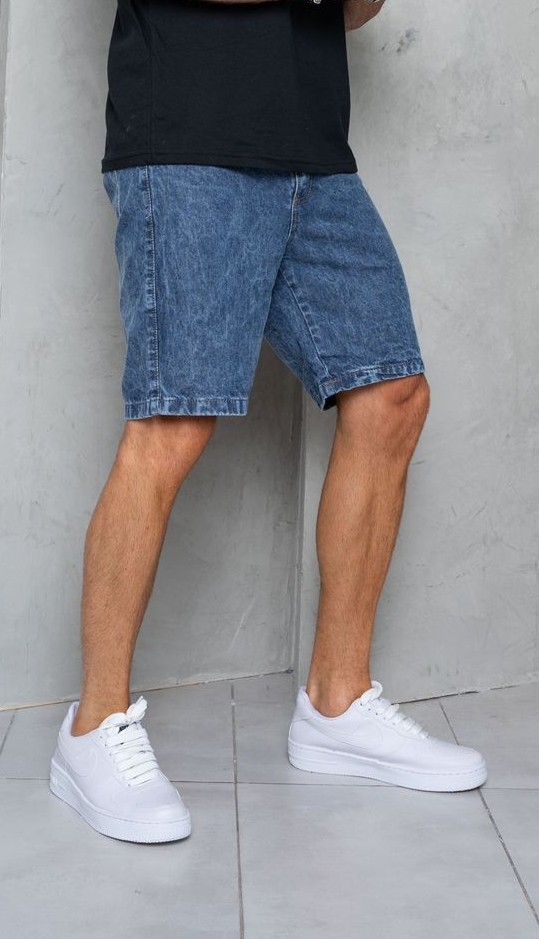 Bermudas Jeans Azul Nevado Liso - Imagen 3