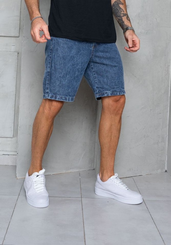 Bermudas Jeans Azul Nevado Liso - Imagen 4