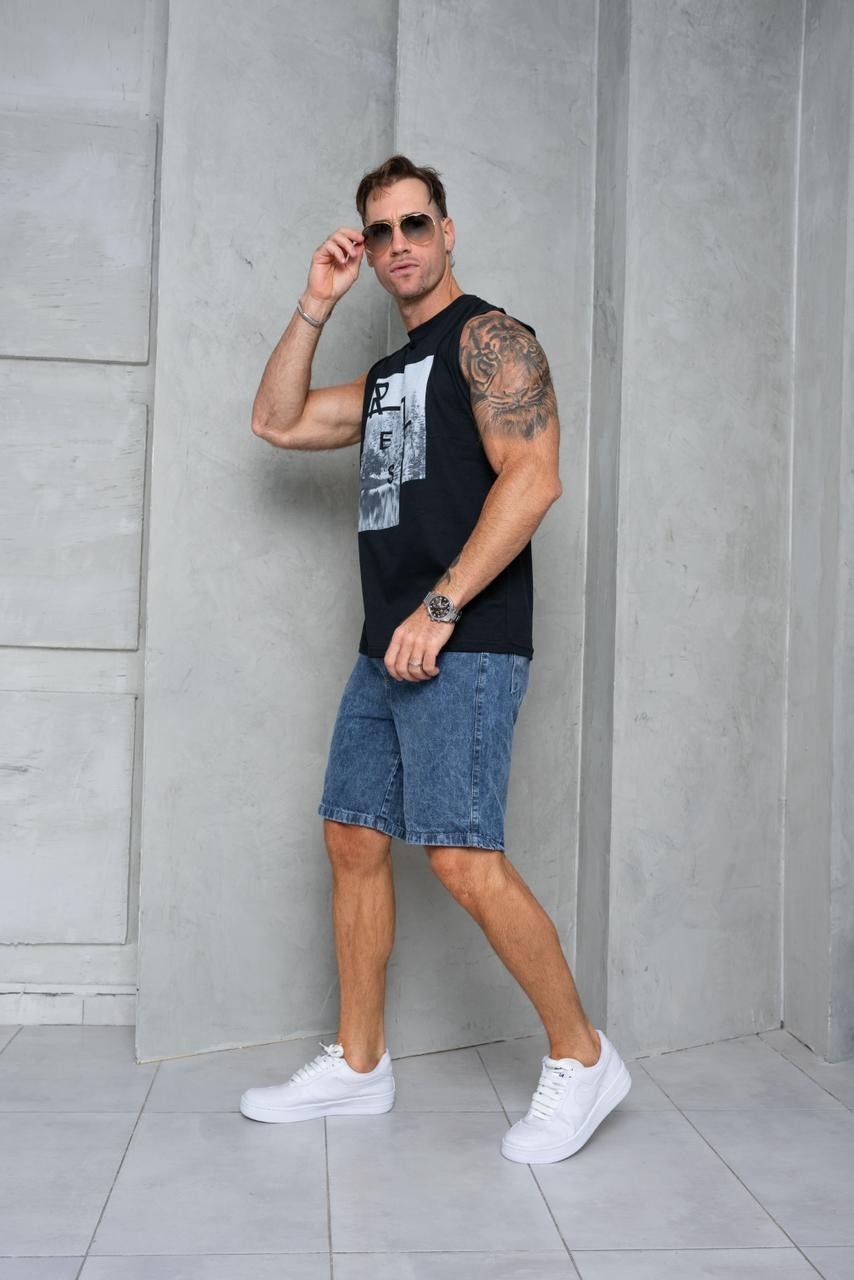Bermudas Jeans Azul Nevado Liso - Imagen 8