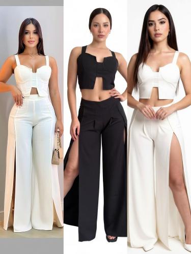 Conjunto Teo 2 Piezas Top y Pantalón con Abertura.