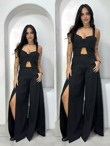 Conjunto Teo 2 Piezas Top y Pantalón con Abertura. - Miniatura 3