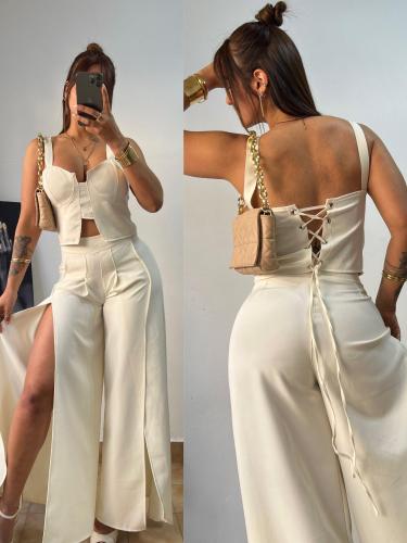 Conjunto Teo 2 Piezas Top y Pantalón con Abertura. - Miniatura 2
