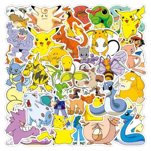Stickers X50u de Anime, Sanrio, Capybara, Stich, Avengers, Pokémon, Naruto, Solo Leve