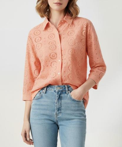 Camisa 3/4 de Broderie