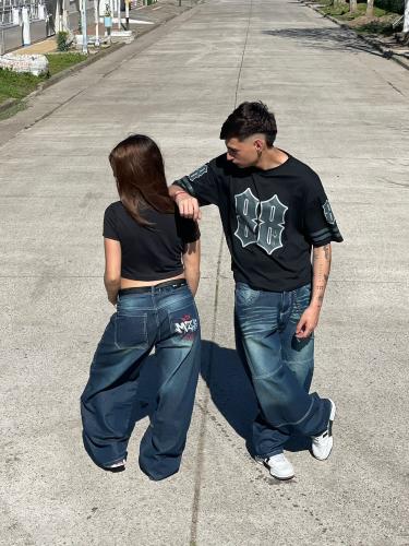Remera Boxy "88" Unisex Doble Estampado