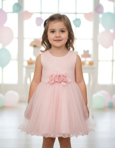 Vestidos  Flor Niñas Nenas Flores Gala  Eventos Cumpleaños Bautismos Moda Rosa