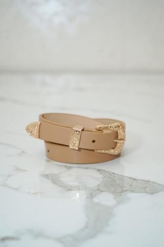 Accesorios Cinto Nenas Niñas Beige Hebilla Dorada Diseños Elegante Estilo - Miniatura 2