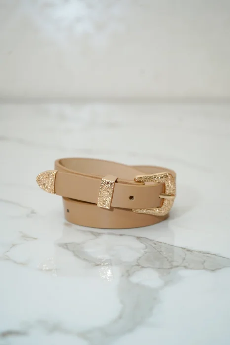 Accesorios Cinto Nenas Niñas Beige Hebilla Dorada Diseños Elegante Estilo