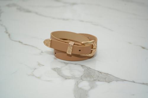 Accesorios Cinto Nenas Niñas Beige Hebilla Dorada Diseños Elegante Estilo - Miniatura 3