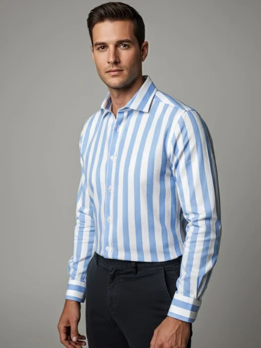 Camisa Elastizada Rayada Manga Larga