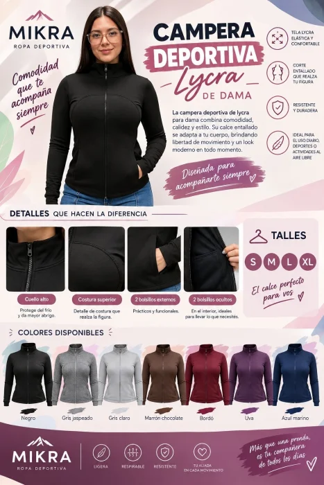 Campera Deportiva Lycra Media Estacion