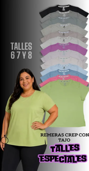 Remeras Creep Viscosa Talles Especiales Lisos Talles 6-7-8