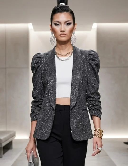 Blazer de Escuba Crep con Lurex