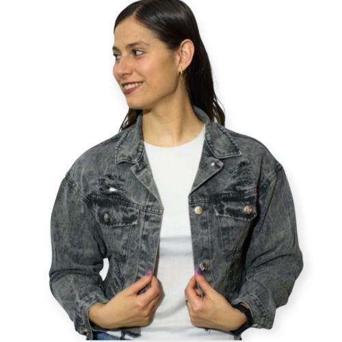 Campera Gris Mom Rígido Deflecada