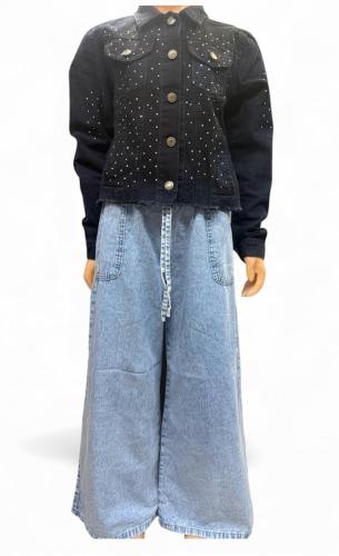 Palazo Nena con Tajo, Tela Jeans Camisero Calzde Grande
