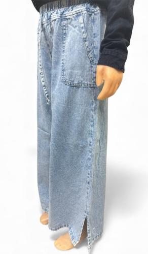 Palazo Nena con Tajo, Tela Jeans Camisero Calzde Grande - Miniatura 2