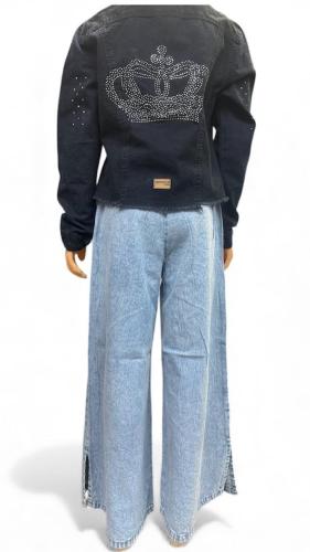 Palazo Nena con Tajo, Tela Jeans Camisero Calzde Grande - Miniatura 3