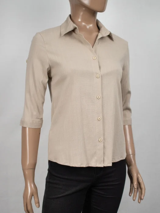 Camisas Clásicas Manga 3/4 de Lino Lisas