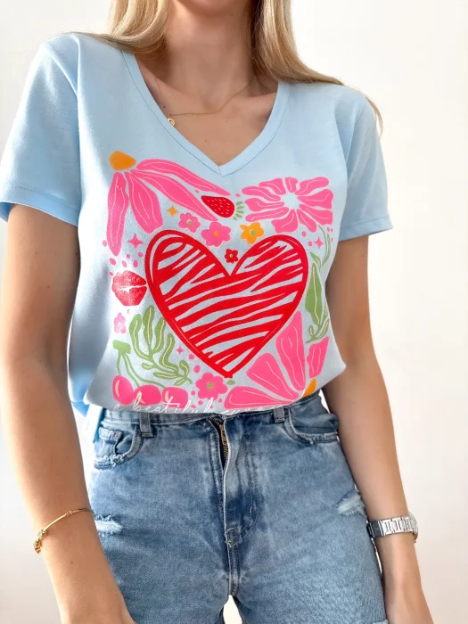 Remera de Algodón Estampada Beautiful